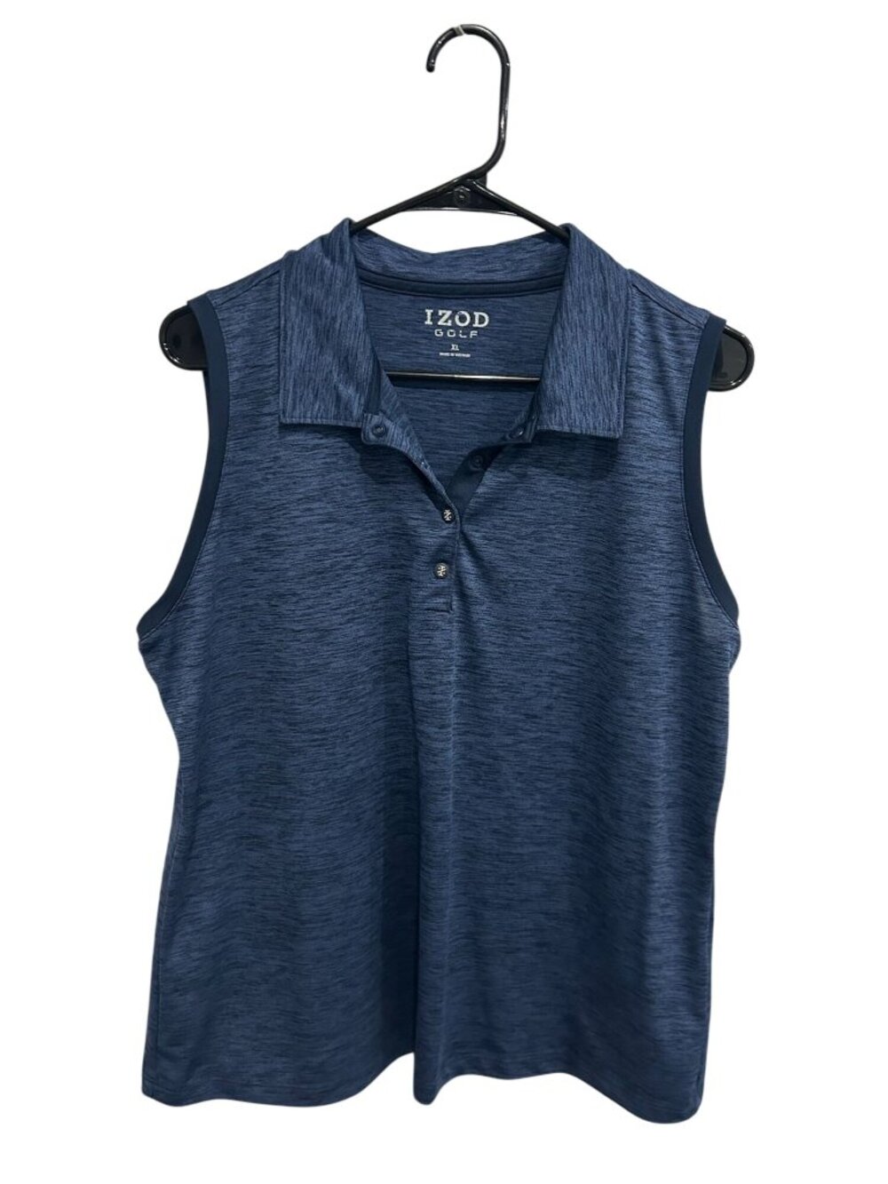 Izod Golf XL Navy Blue Heather Sleeveless Polo Shirt Collegiate Vintage Style